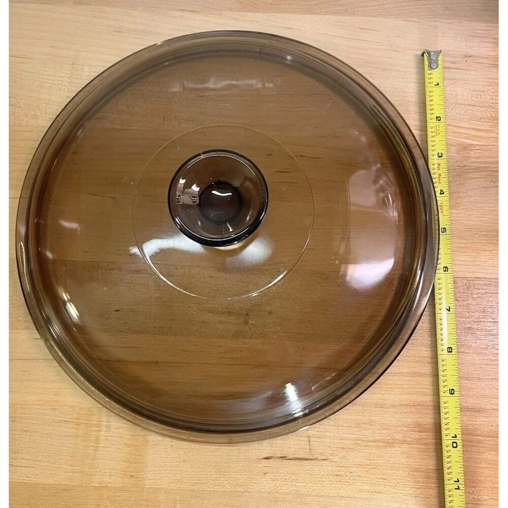 Vtg Corning Ware Visions Amber Glass Cookware 4.5L Dutch Oven Pyrex Lid Like New